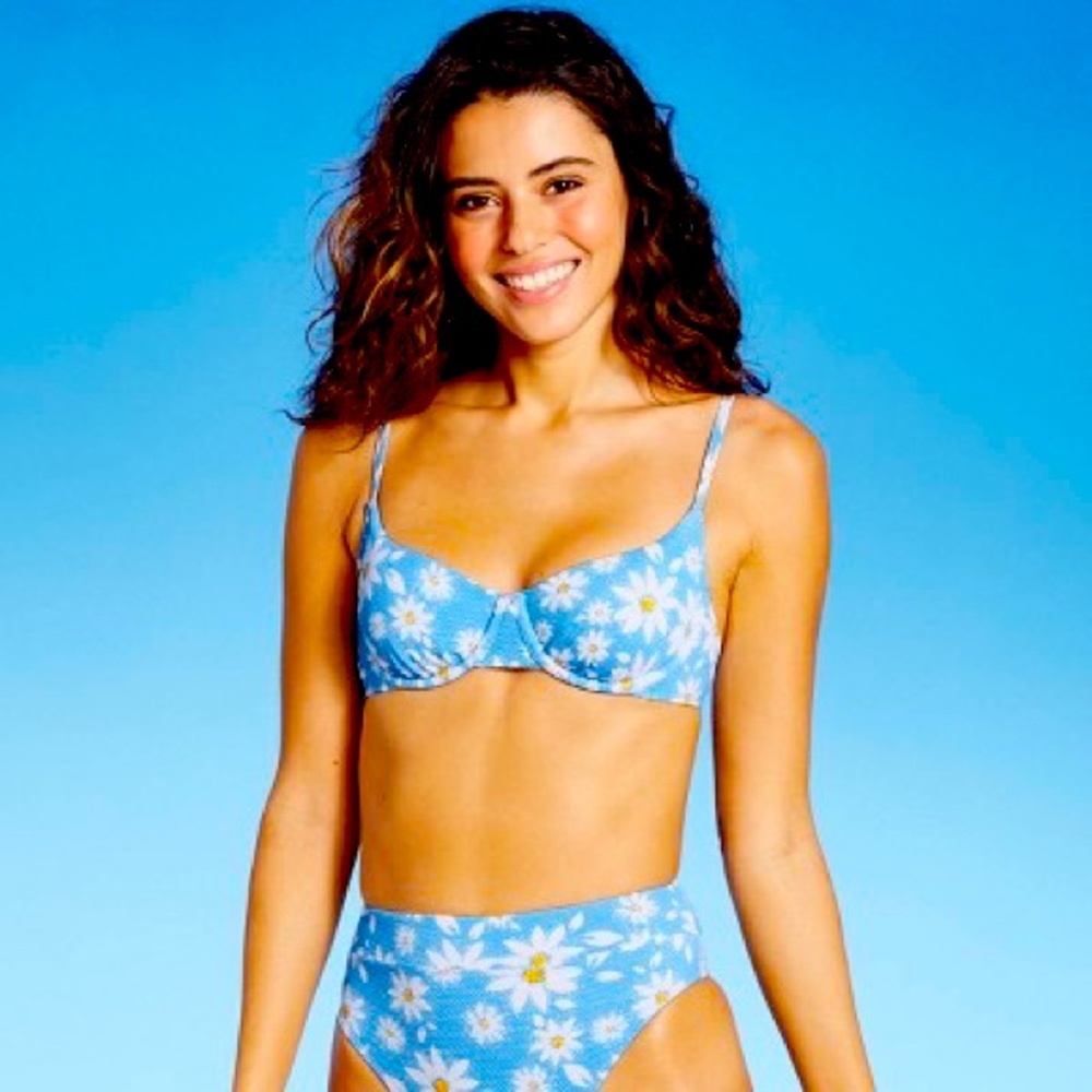 Xhilaration Blue Daisy Bikini top